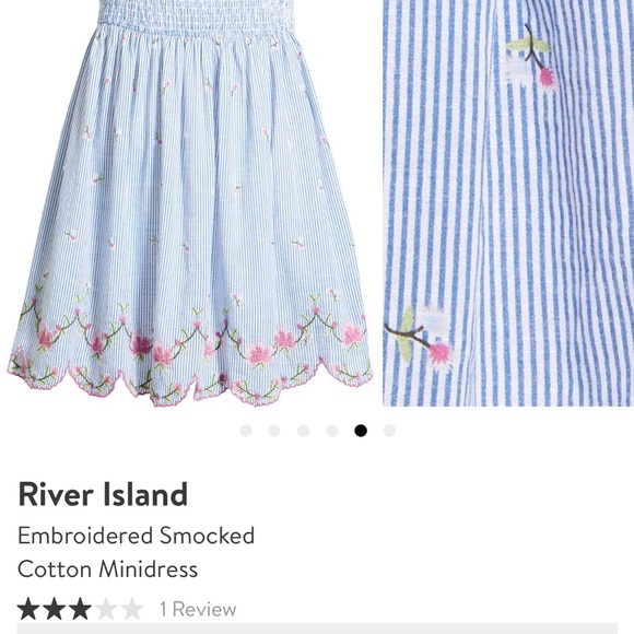 River Island Smocked Embroidered Cotton Mini Dress, M - Picture 2 of 14